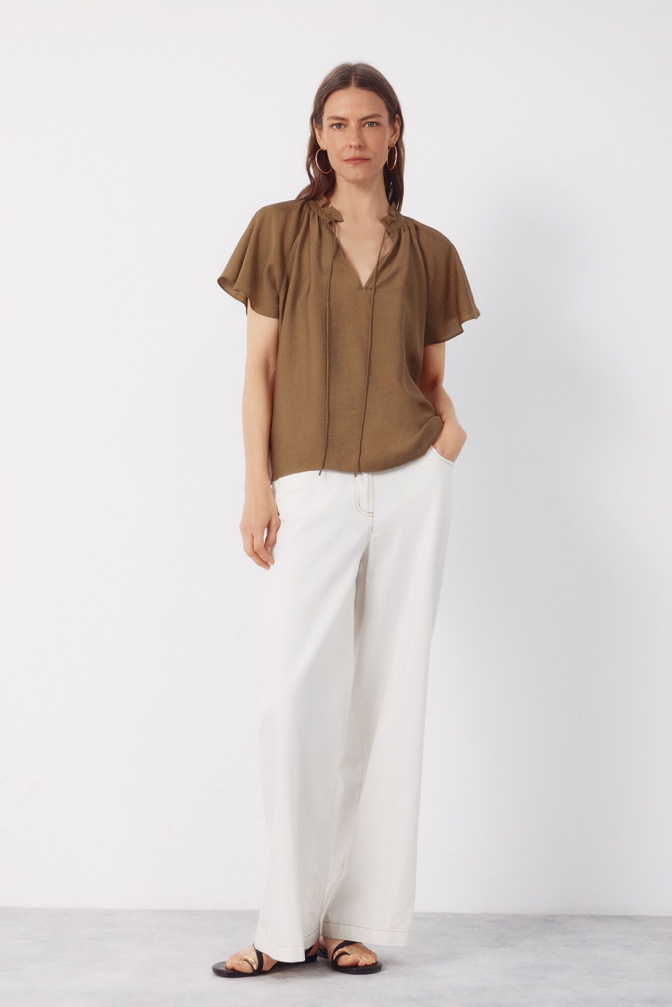 Cortefiel Raglan sleeve blouse Kaki