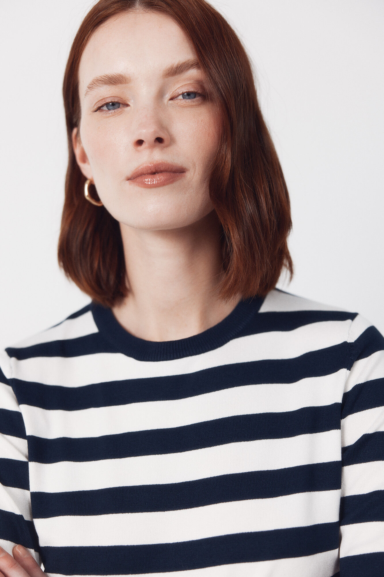 Cortefiel Striped jersey-knit jumper Printed white