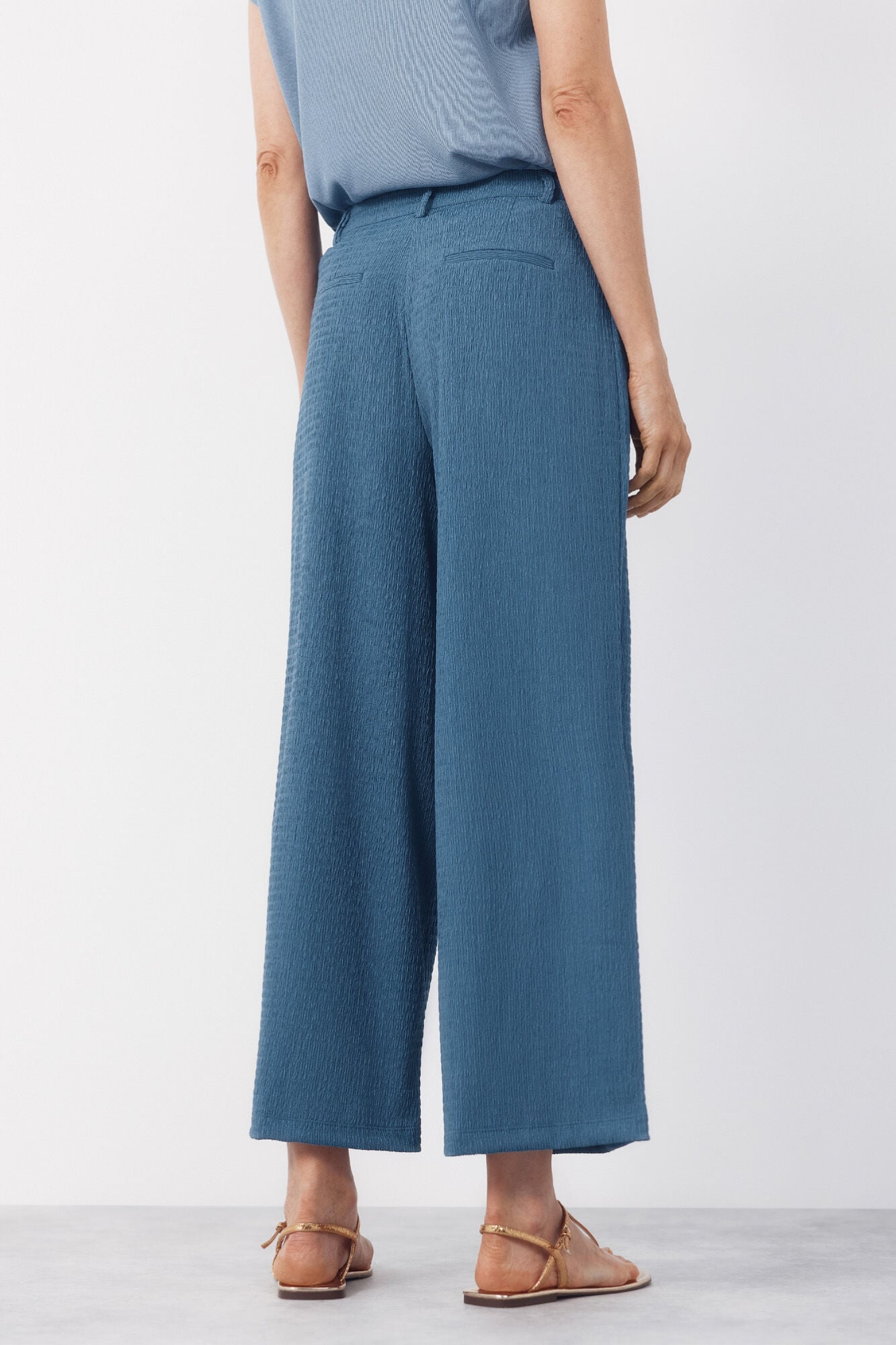 Cortefiel Flowy textured trousers Blue