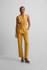 Silbon Linen straight trousers Yellow