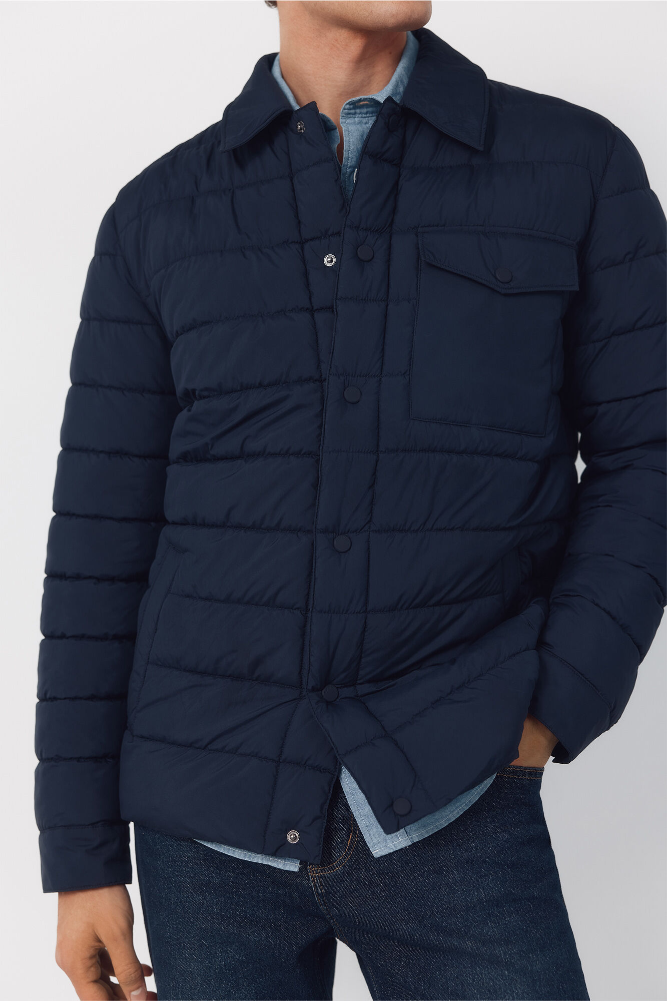 Cortefiel Ultralight quilted overshirt Navy