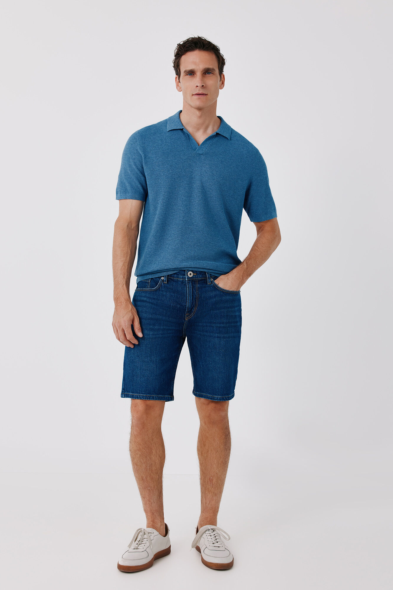 Cortefiel Cotton knit short sleeve polo shirt