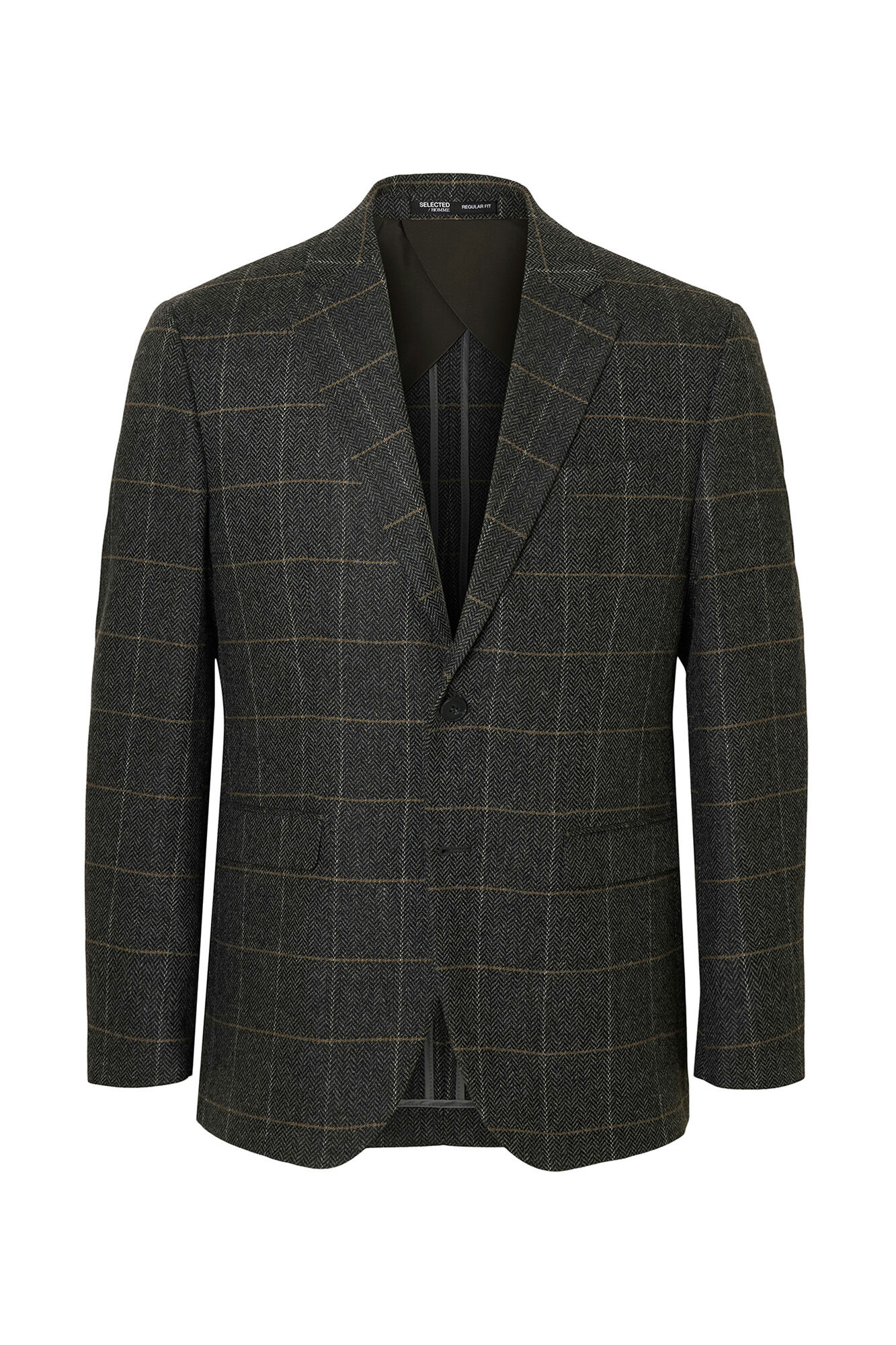 Selected Blazer de l&atilde; xadrez Cinzento