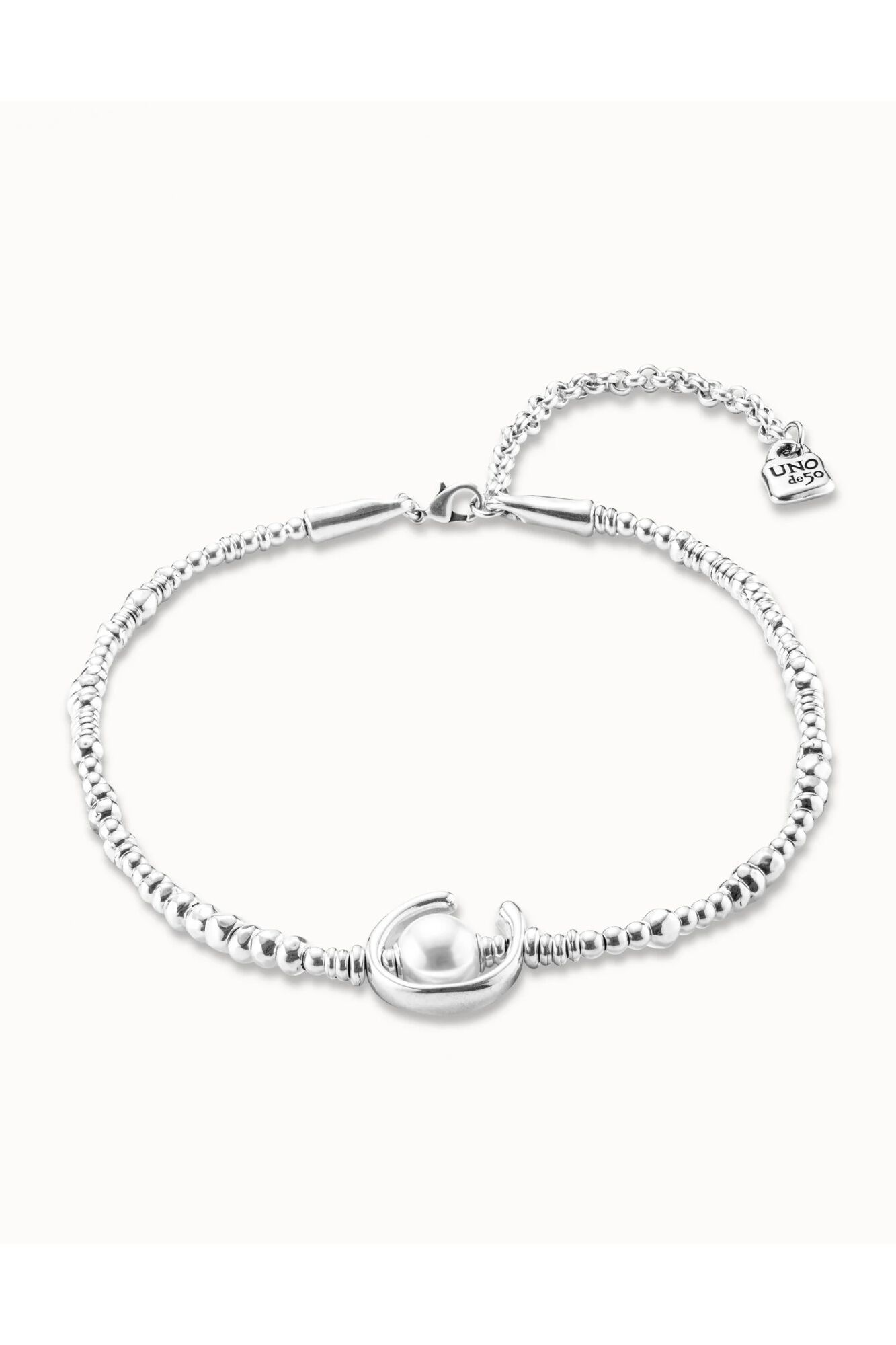 UNOde50 Collar perla con ba&ntilde;o de plata
