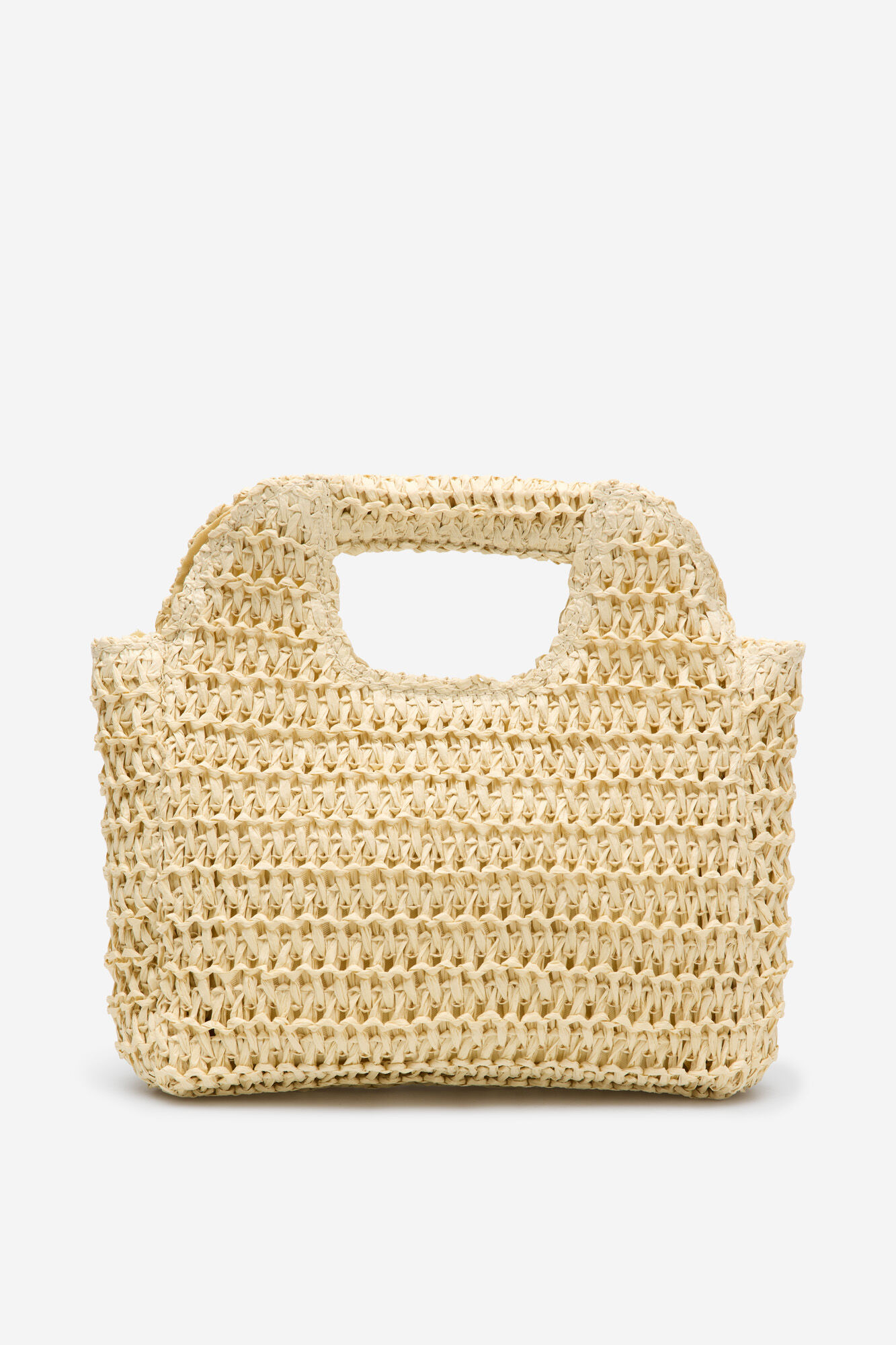 Cortefiel Raffia braided bag Ivory