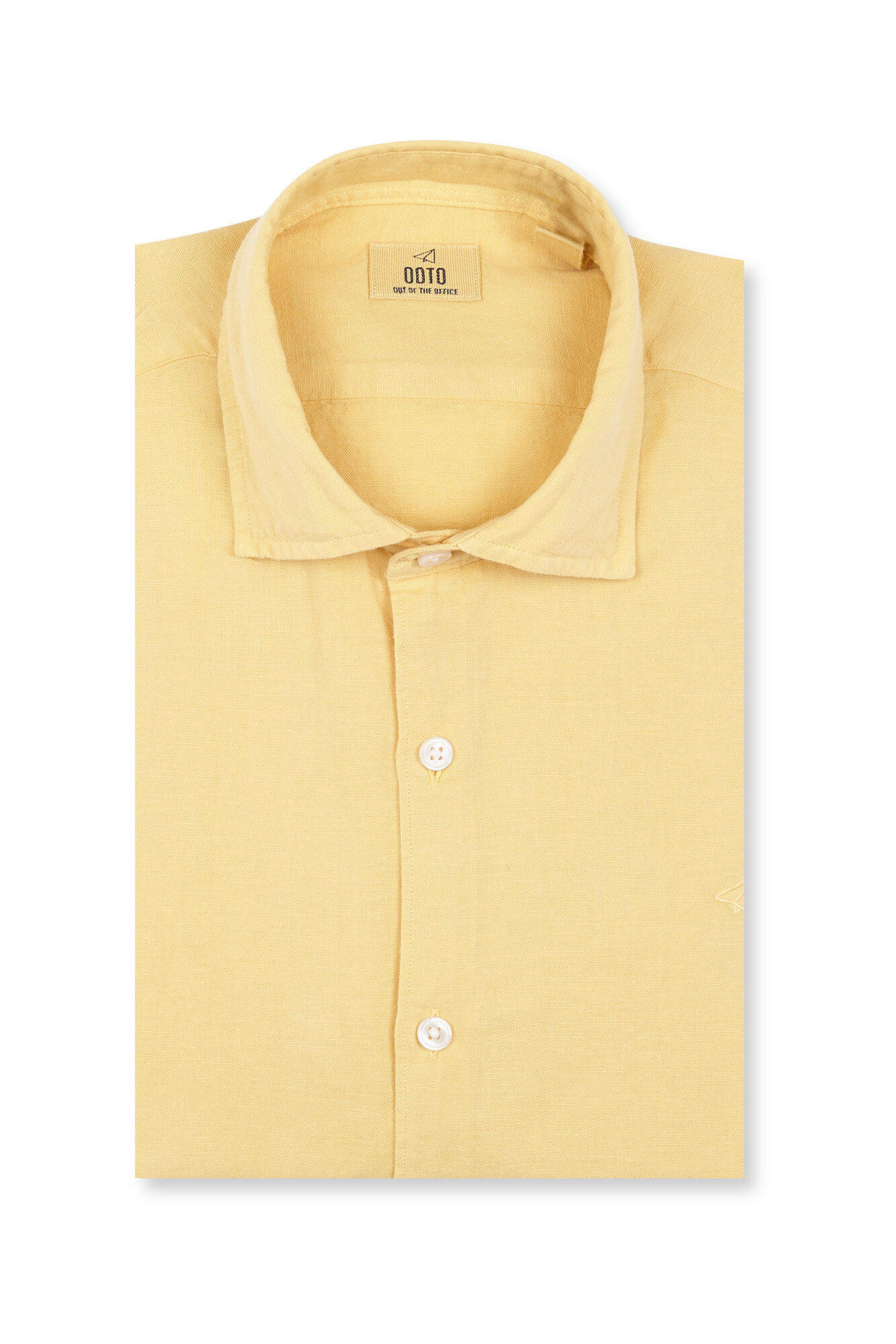 OOTO Camisa manga comprida em algod&atilde;o e linho Dourado