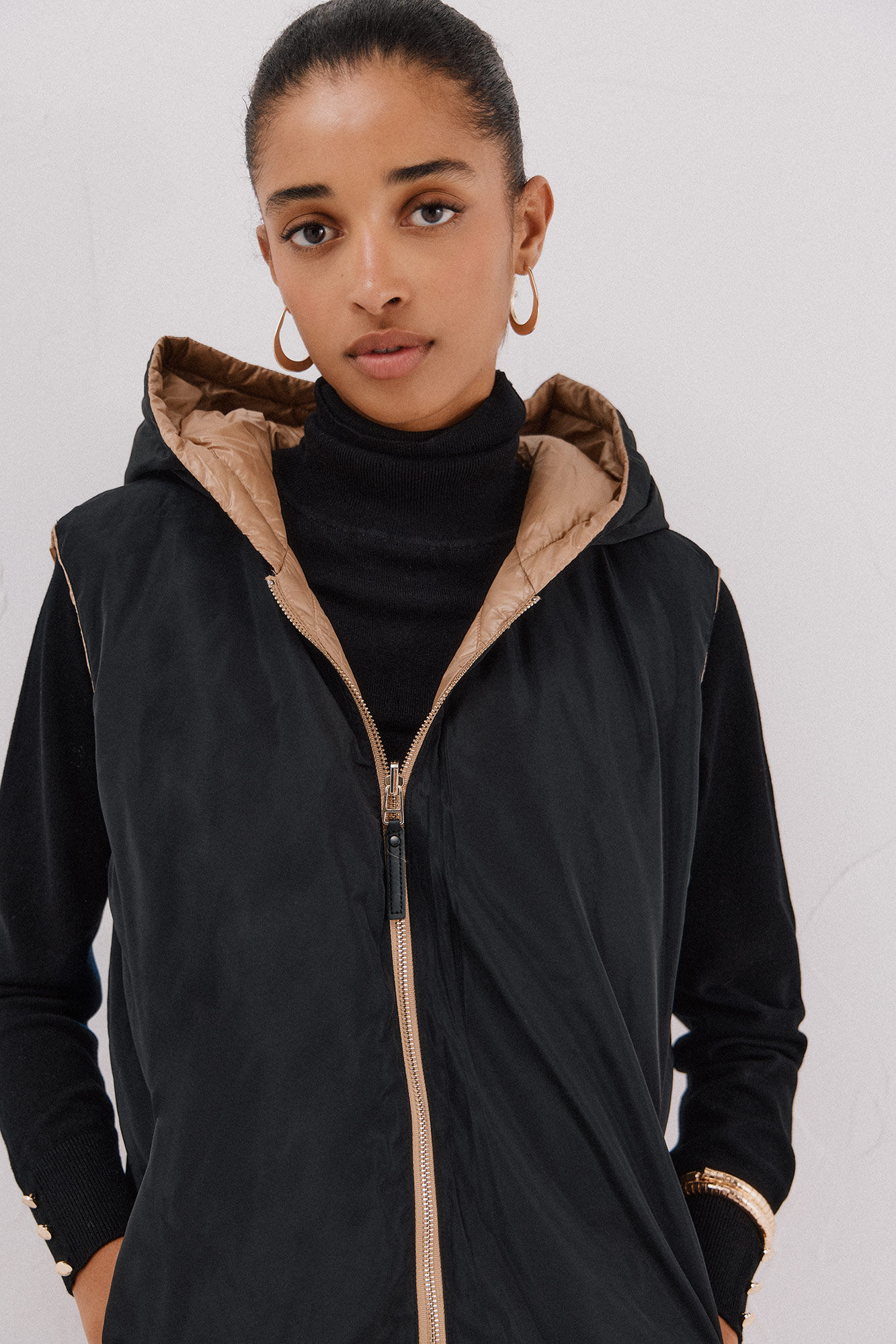 Cortefiel Long reversible gilet Beige