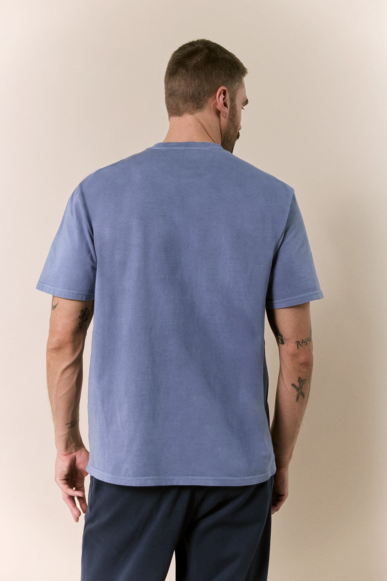 OOTO T-shirt lavada de manga curta com logo Azul