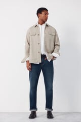 Cortefiel Plain Tencel overshirt Beige