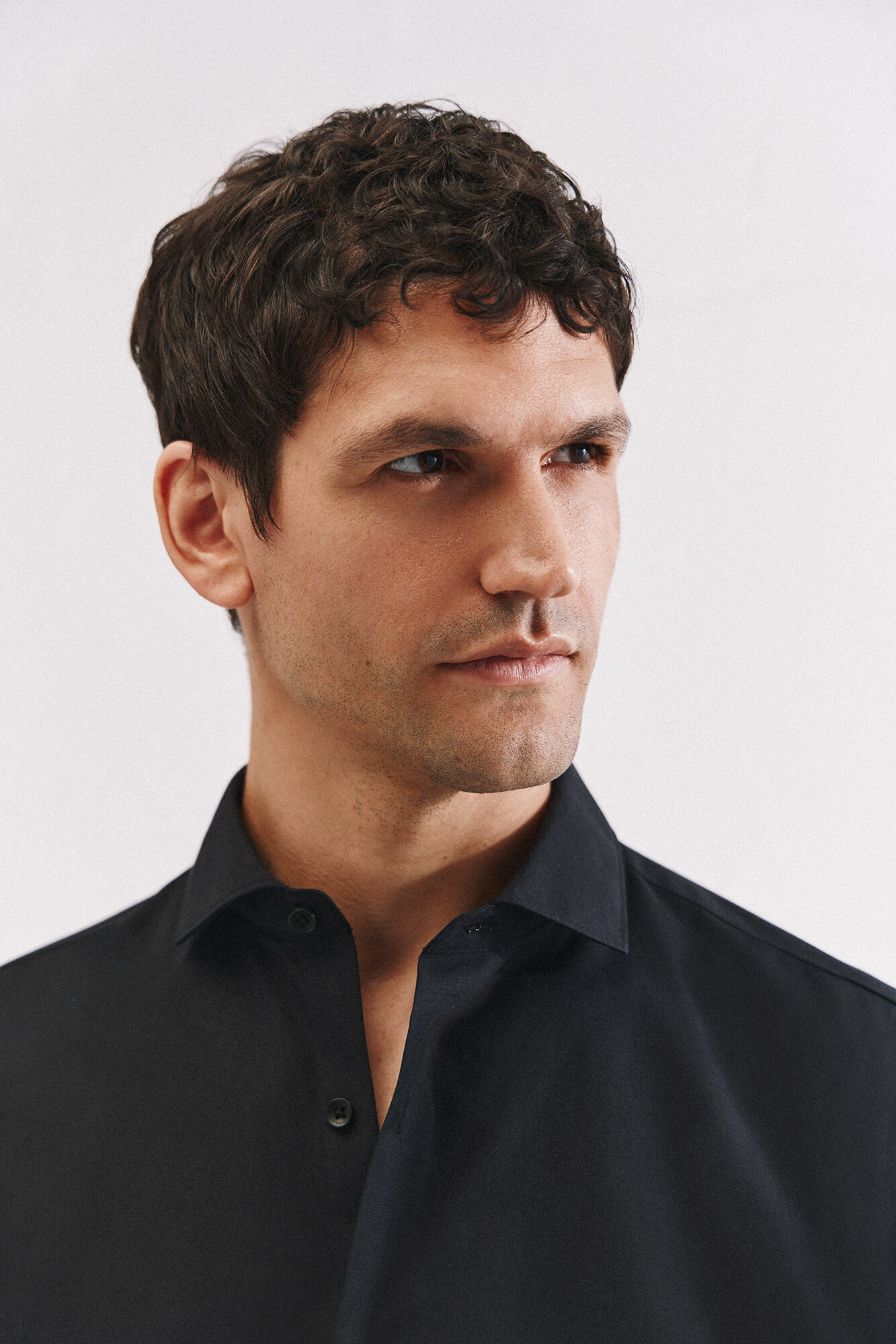 Cortefiel Slim fit easy-iron ottoman dress shirt Black