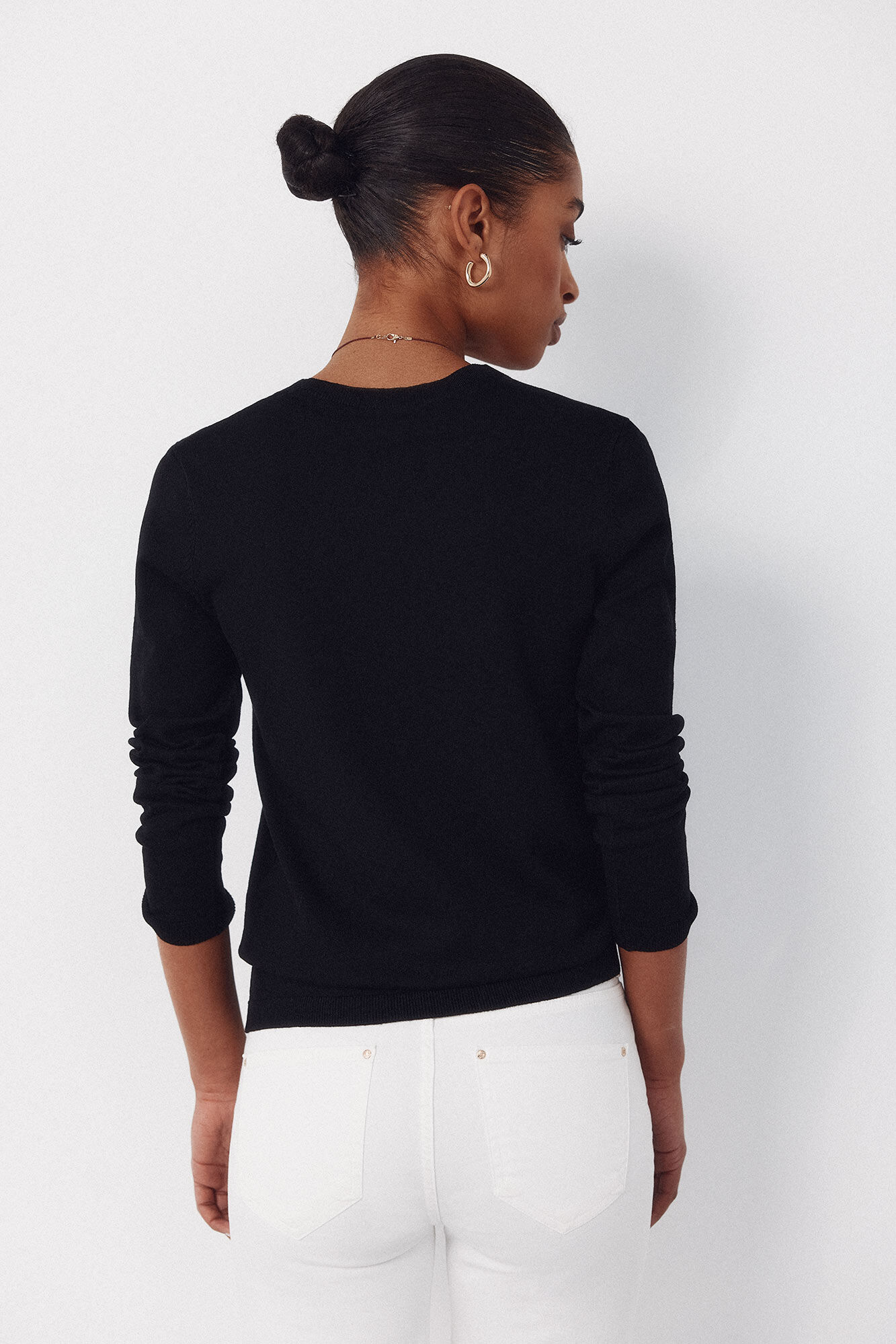 Cortefiel Striped jersey-knit jumper Black