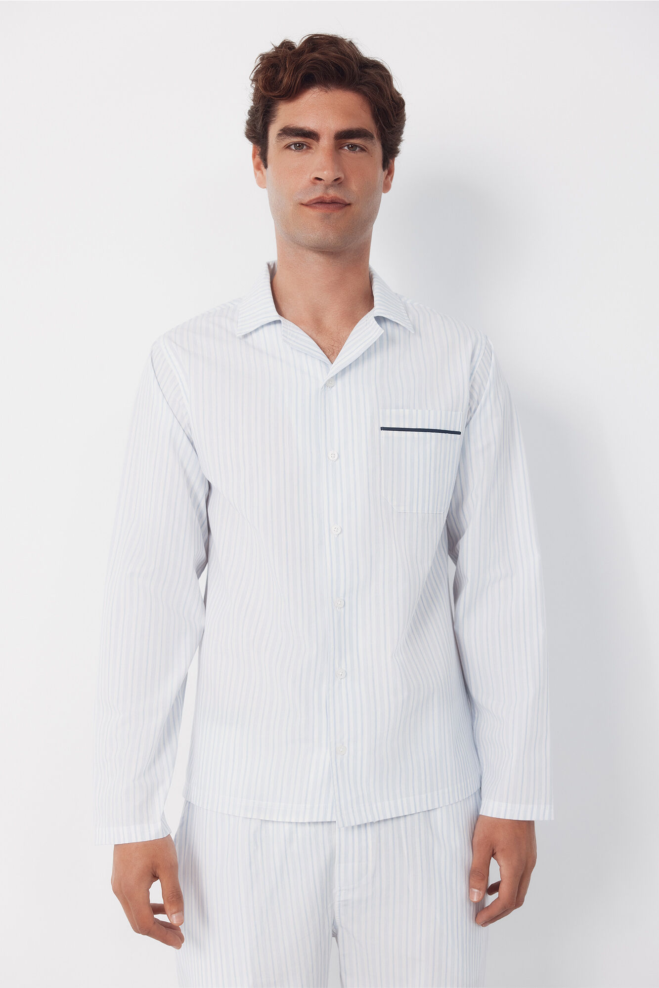 Cortefiel Jersey-knit and fabric pyjama set Blue