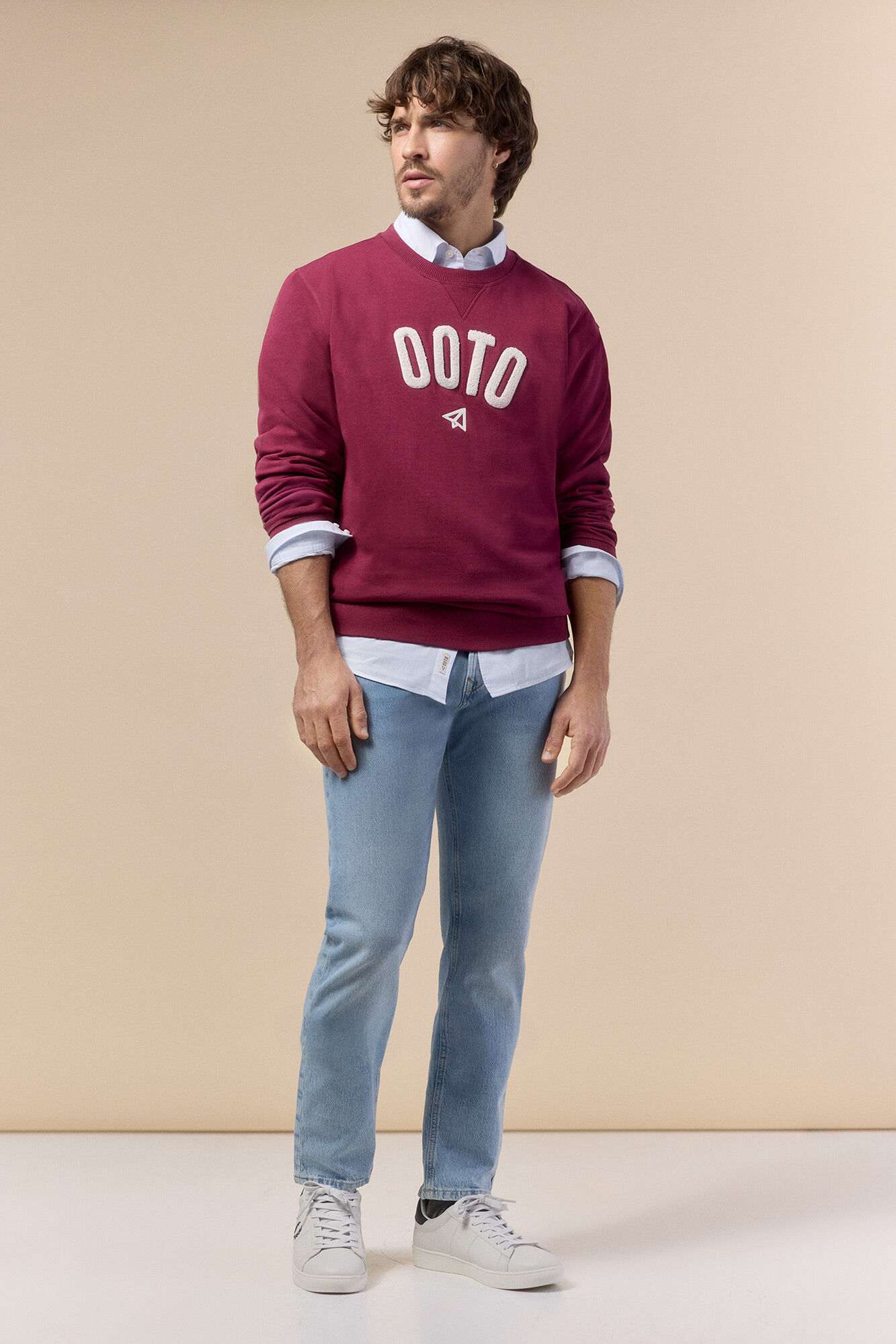 OOTO Logo round neck sweatshirt Maroon