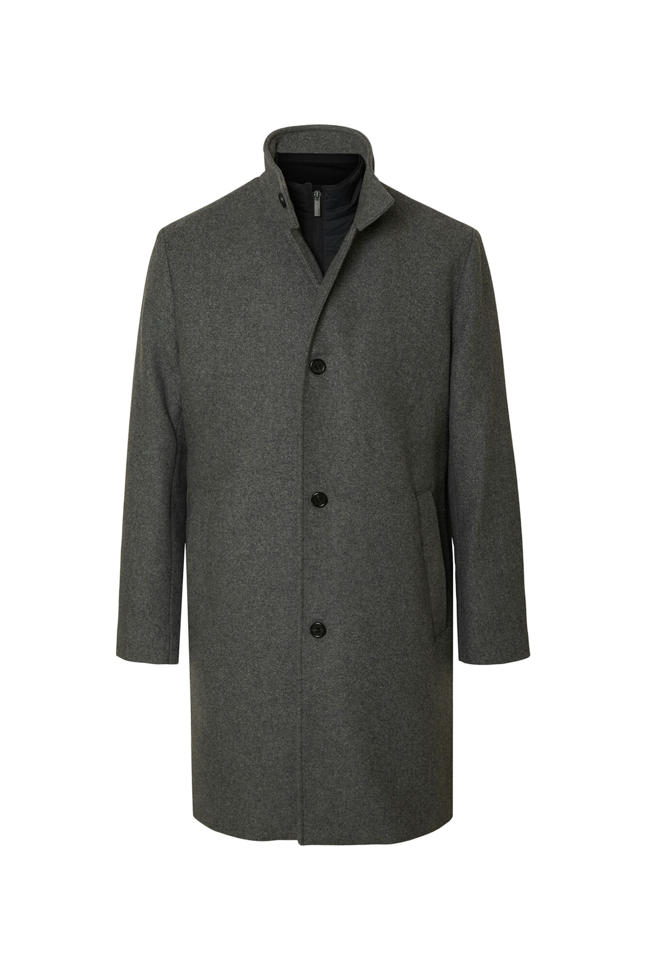 Selected Sobretudo de l&atilde; com gola chamin&eacute;  