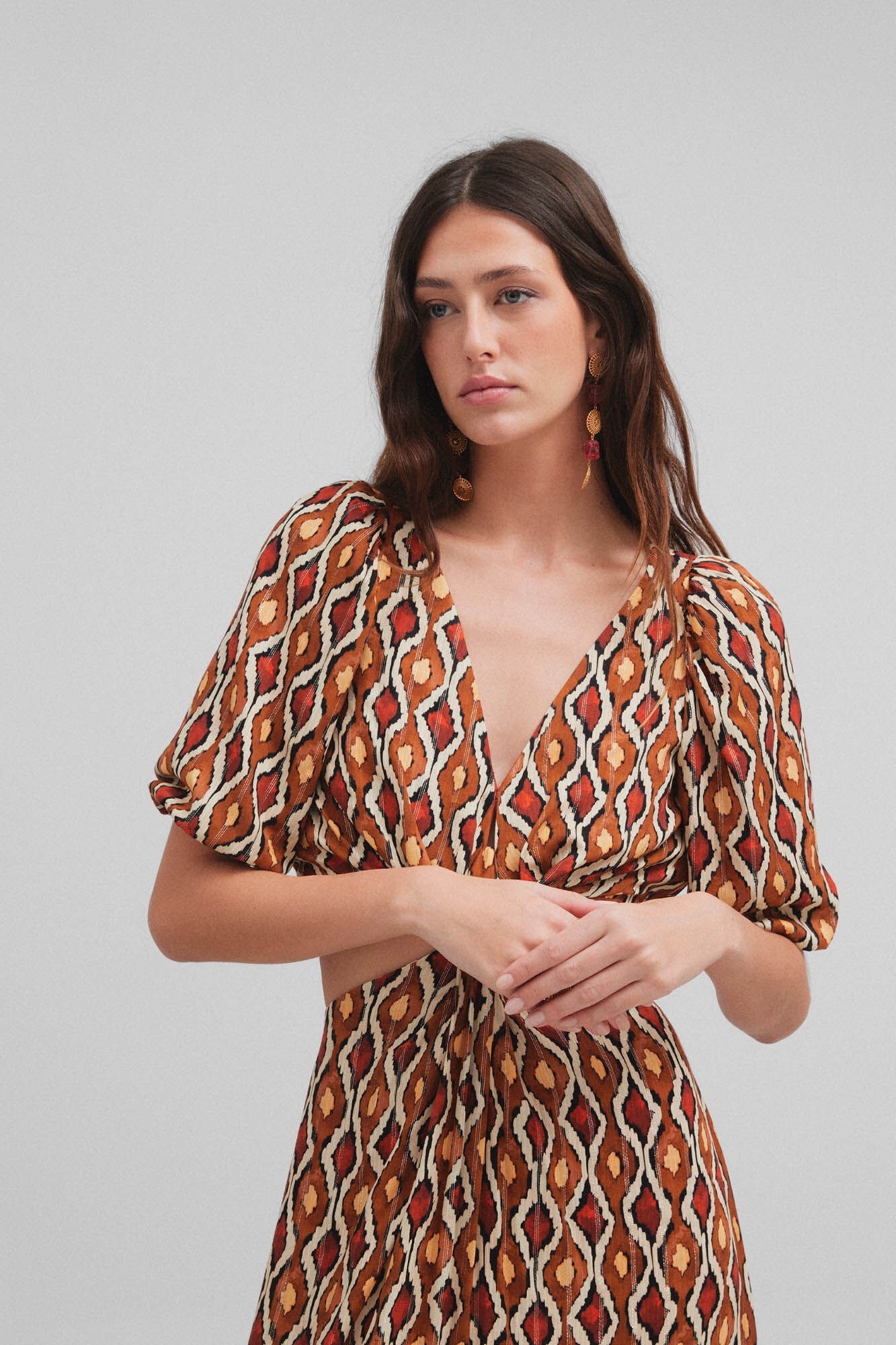 Silbon Vestido largo cut out estampado Estampado naranja