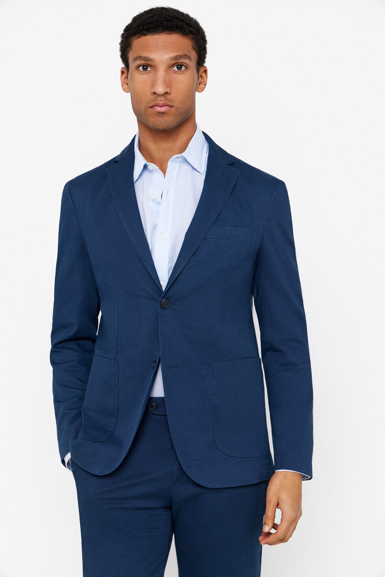 Cortefiel Blazer algod&atilde;o-linho slim fit Azul
