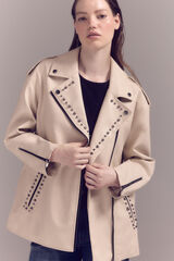 Cortefiel Oversized studded biker Ivory