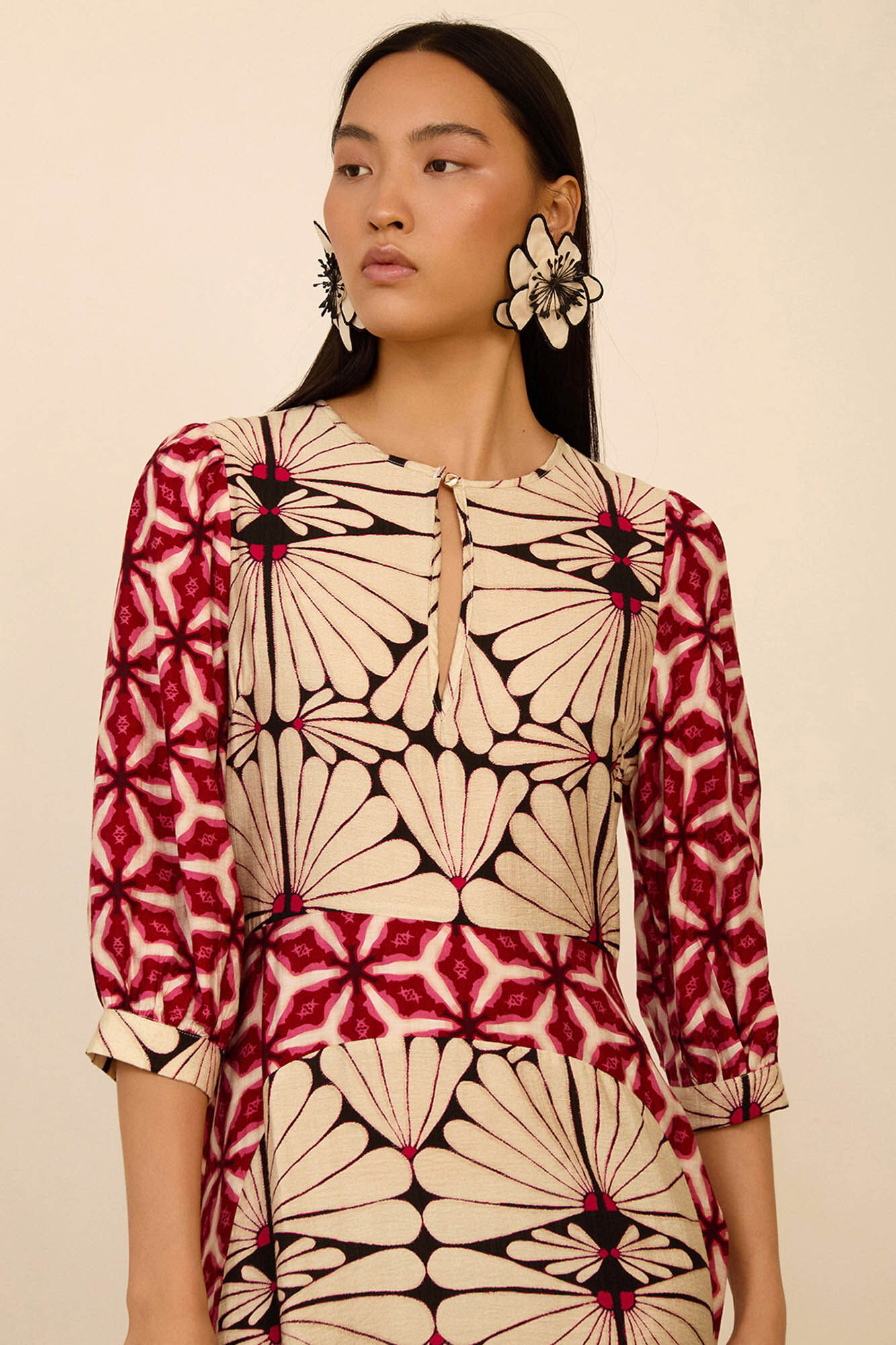 Meisie Vestido comprido estampado Impress&atilde;o