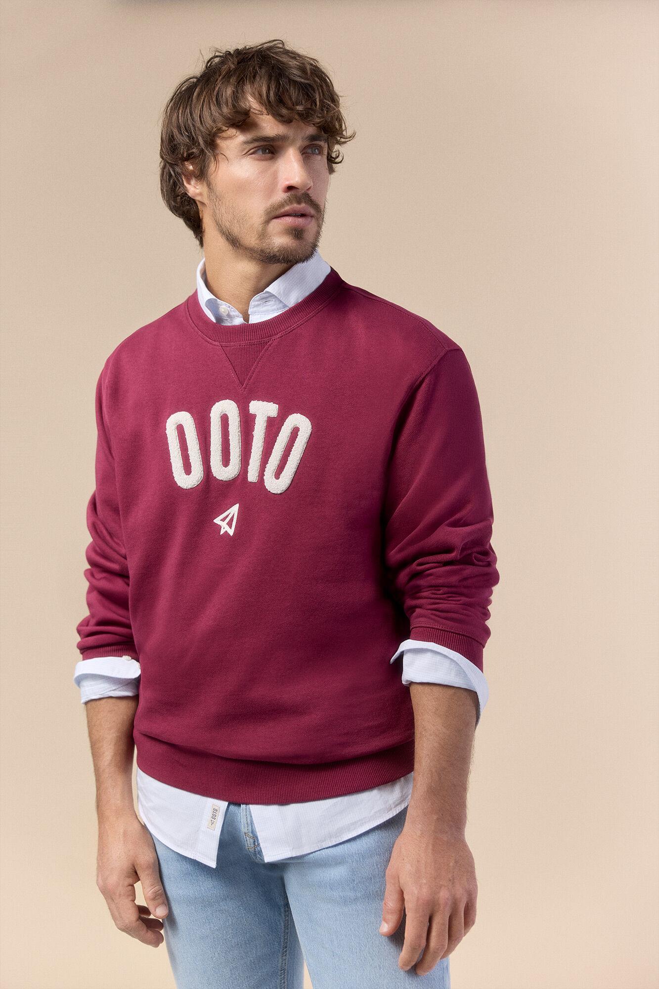 OOTO Logo round neck sweatshirt Maroon