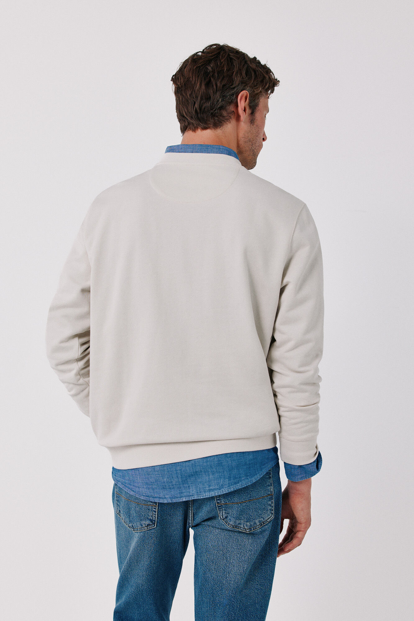 Cortefiel Crew neck sweatshirt Ivory