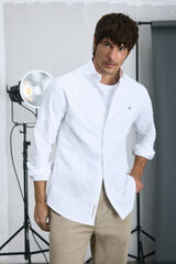 Cortefiel Plain long-sleeved Oxford shirt White