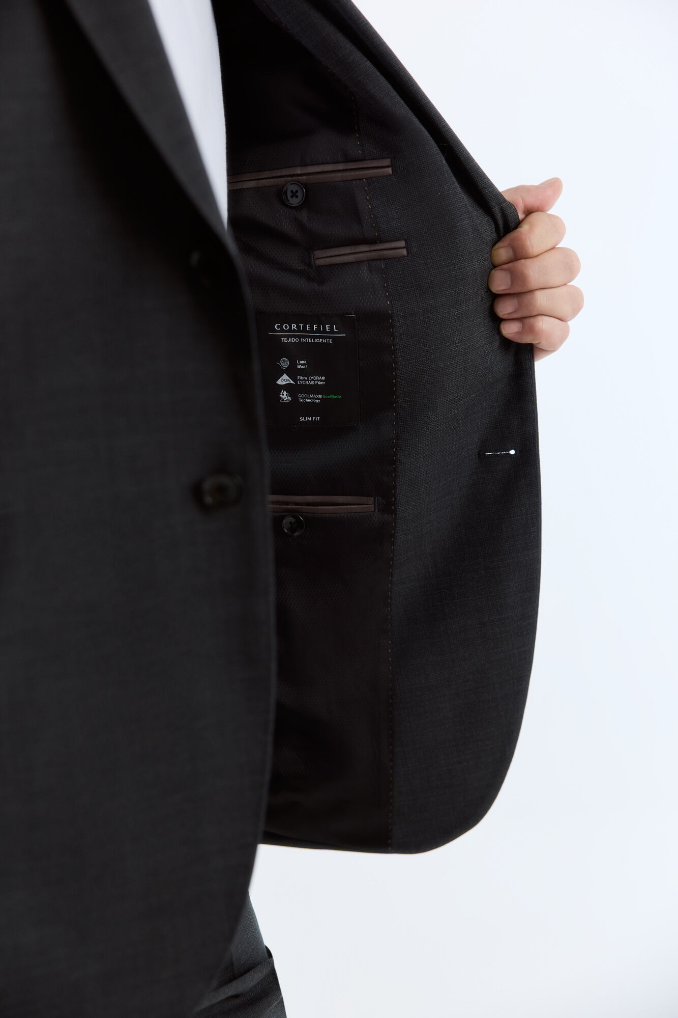 Cortefiel Twill smart fabric blazer Dark grey