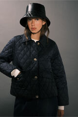 Cortefiel Quilted anorak with buttons Navy
