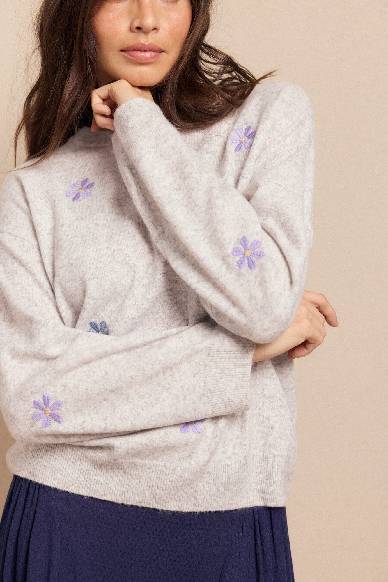 Slowlove Jersey bordado Cinzento