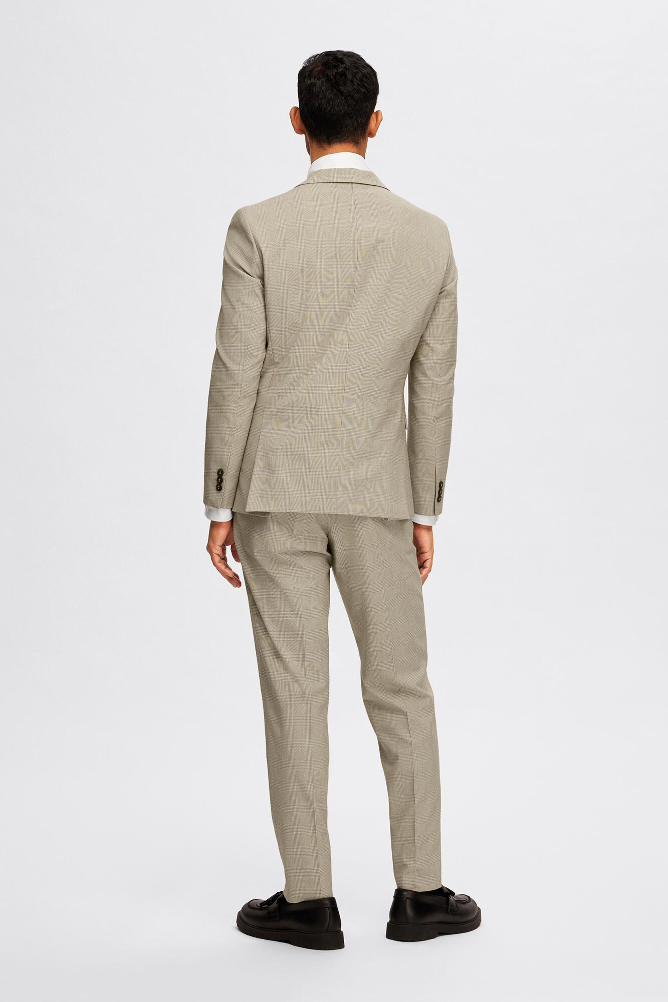 Selected Blazer de xadrez Slim Fit confecionado com materiais reciclados Tostado