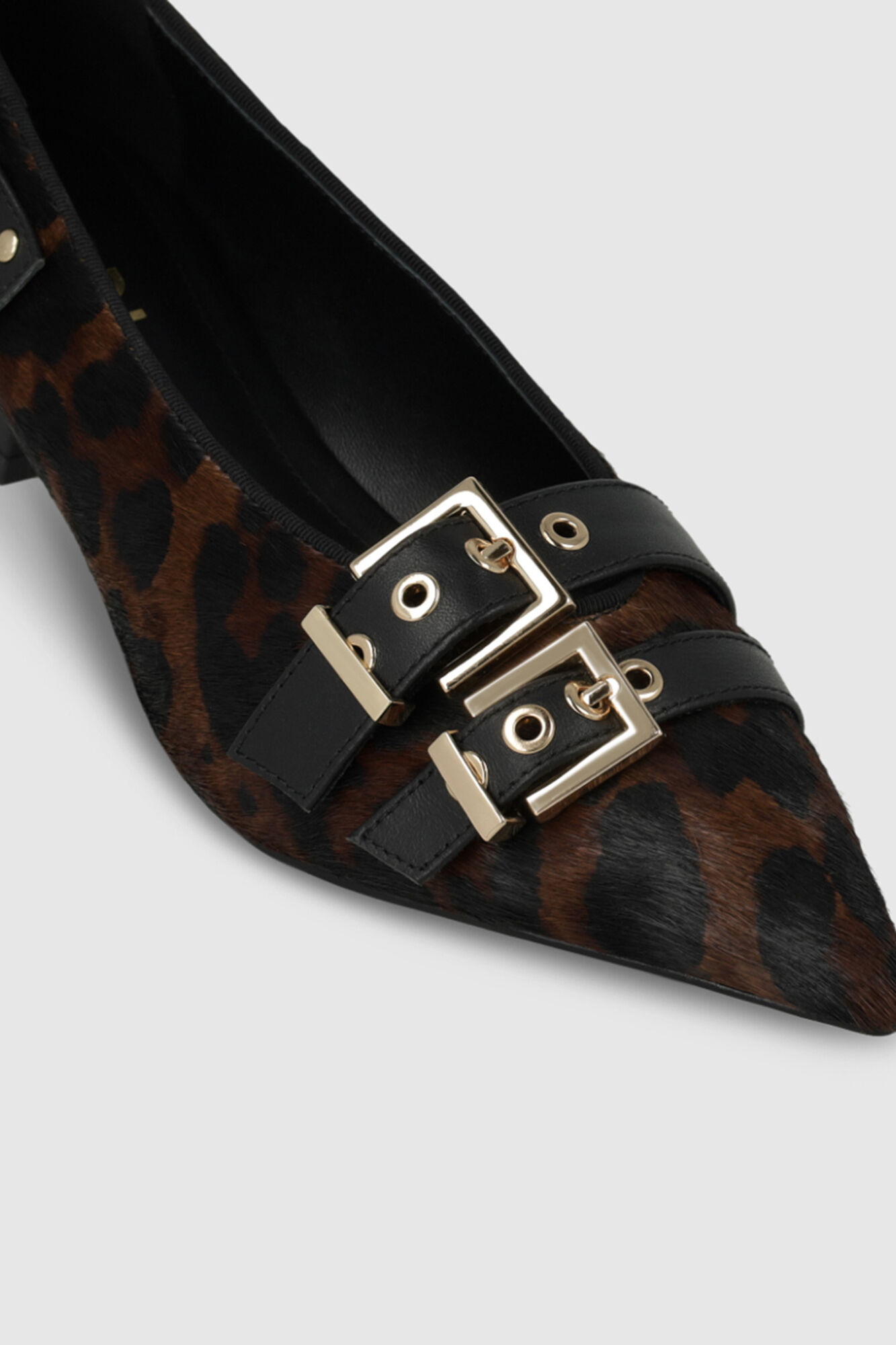 Lodi Animal print leather court shoes with embellishments Printed brown