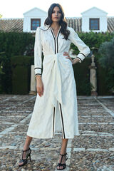 Panambi Vestido camisa com la&ccedil;ada Branco