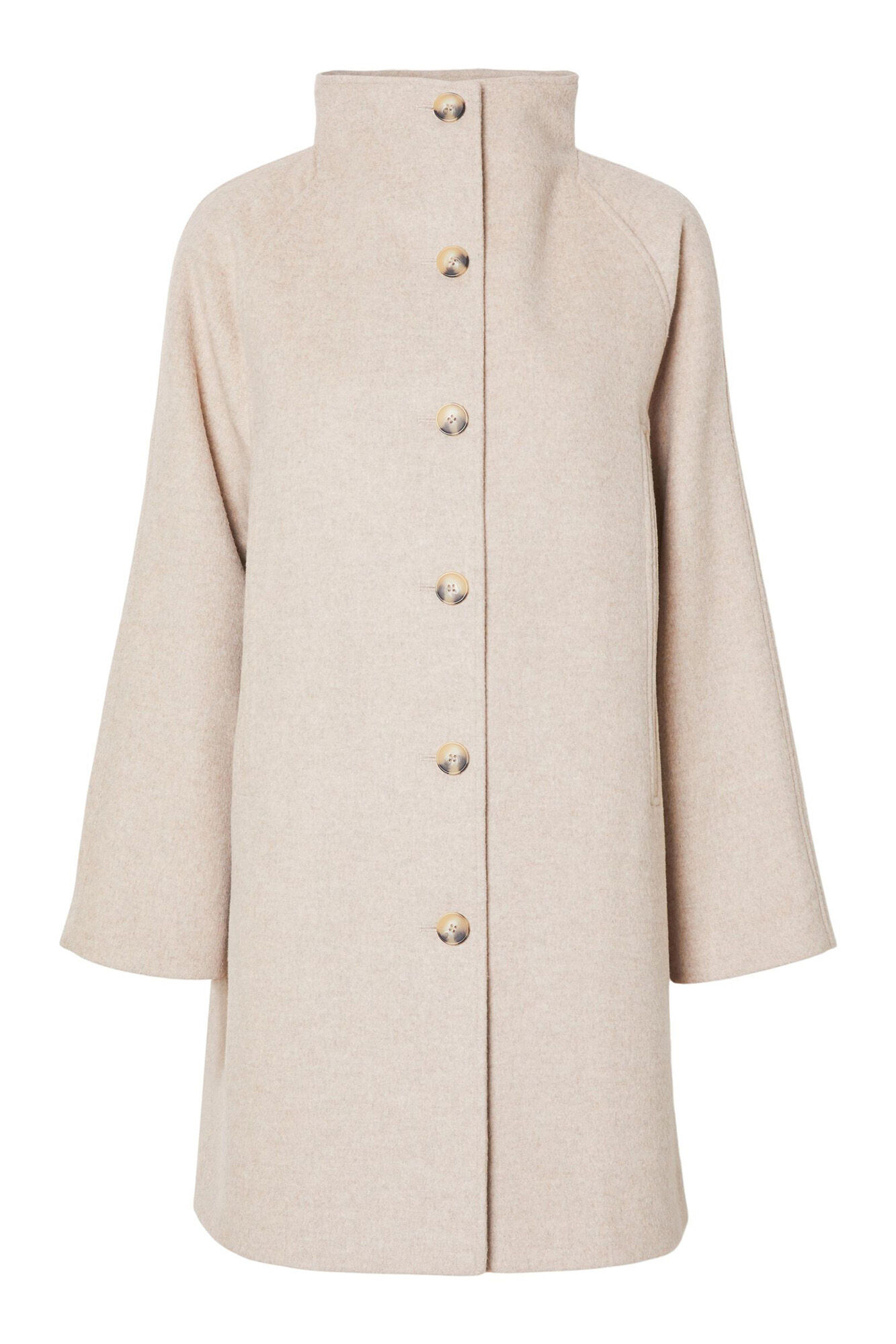 Selected Femme Abrigo de cuello chimenea confeccionado con lana reciclada. Gris