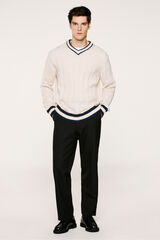 Selected Camisola de l&atilde; e alpaca com gola em V  Branco