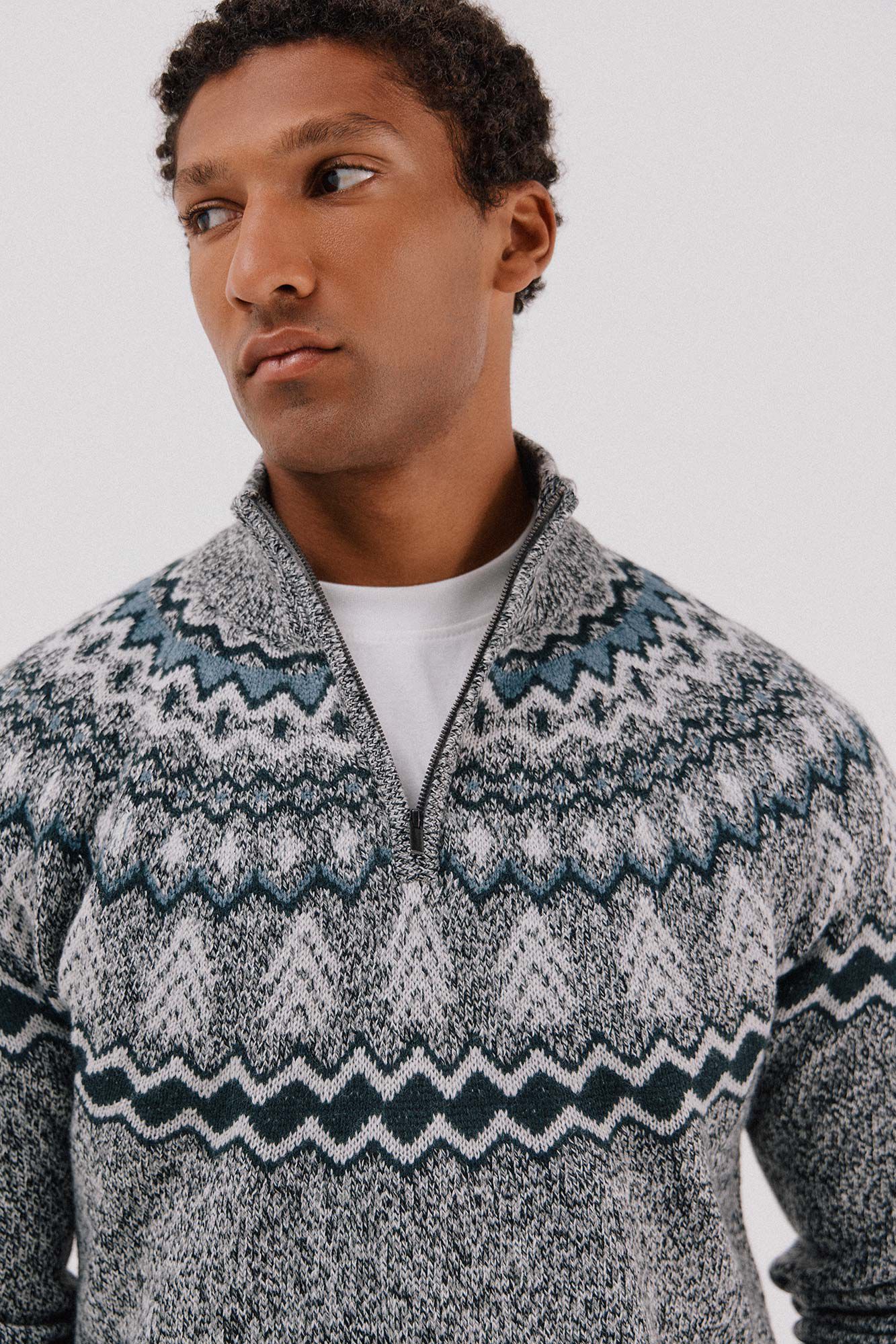 Cortefiel Su&eacute;ter de Natal com gola alta Cinzento