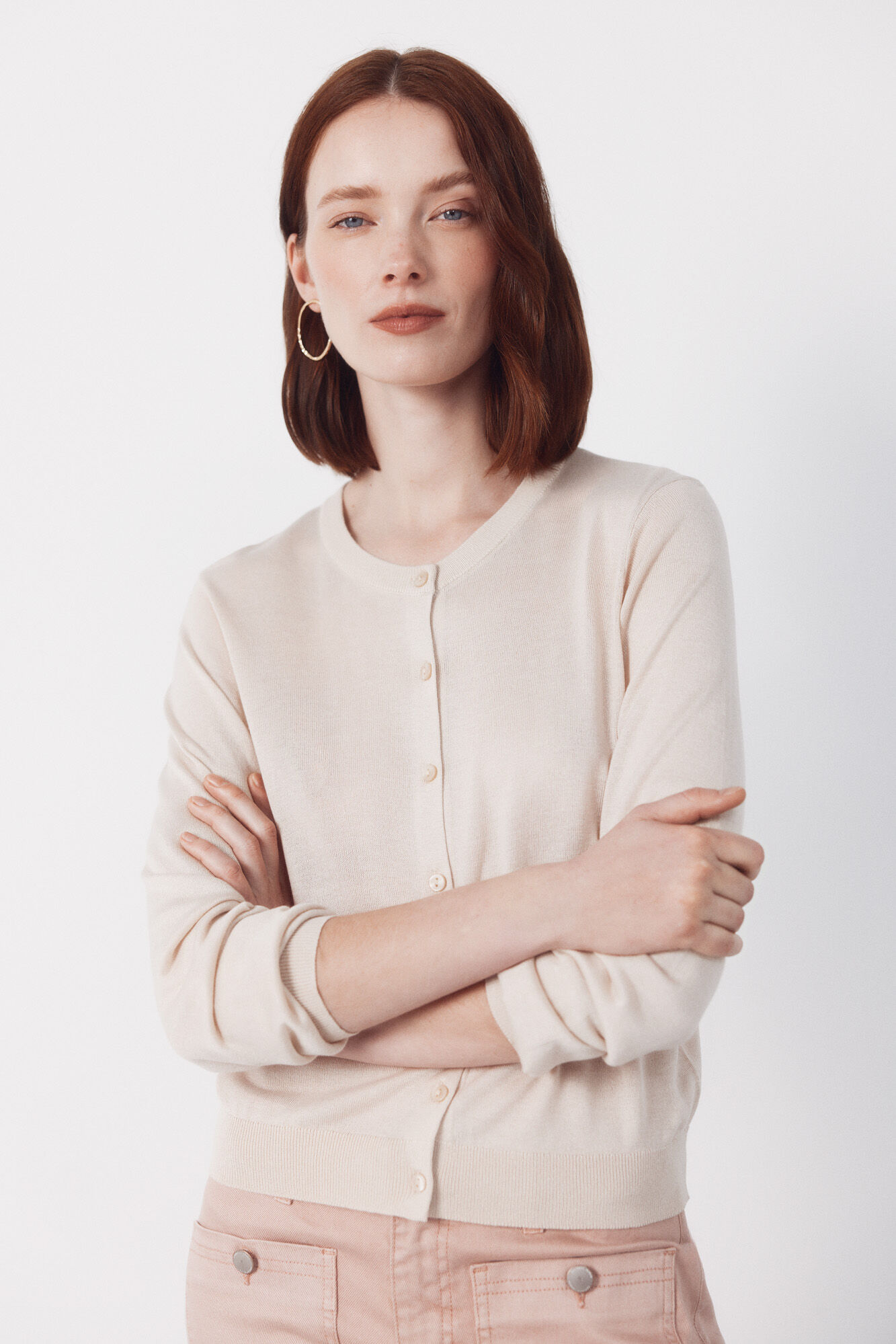 Cortefiel Jersey-knit basic jacket Beige