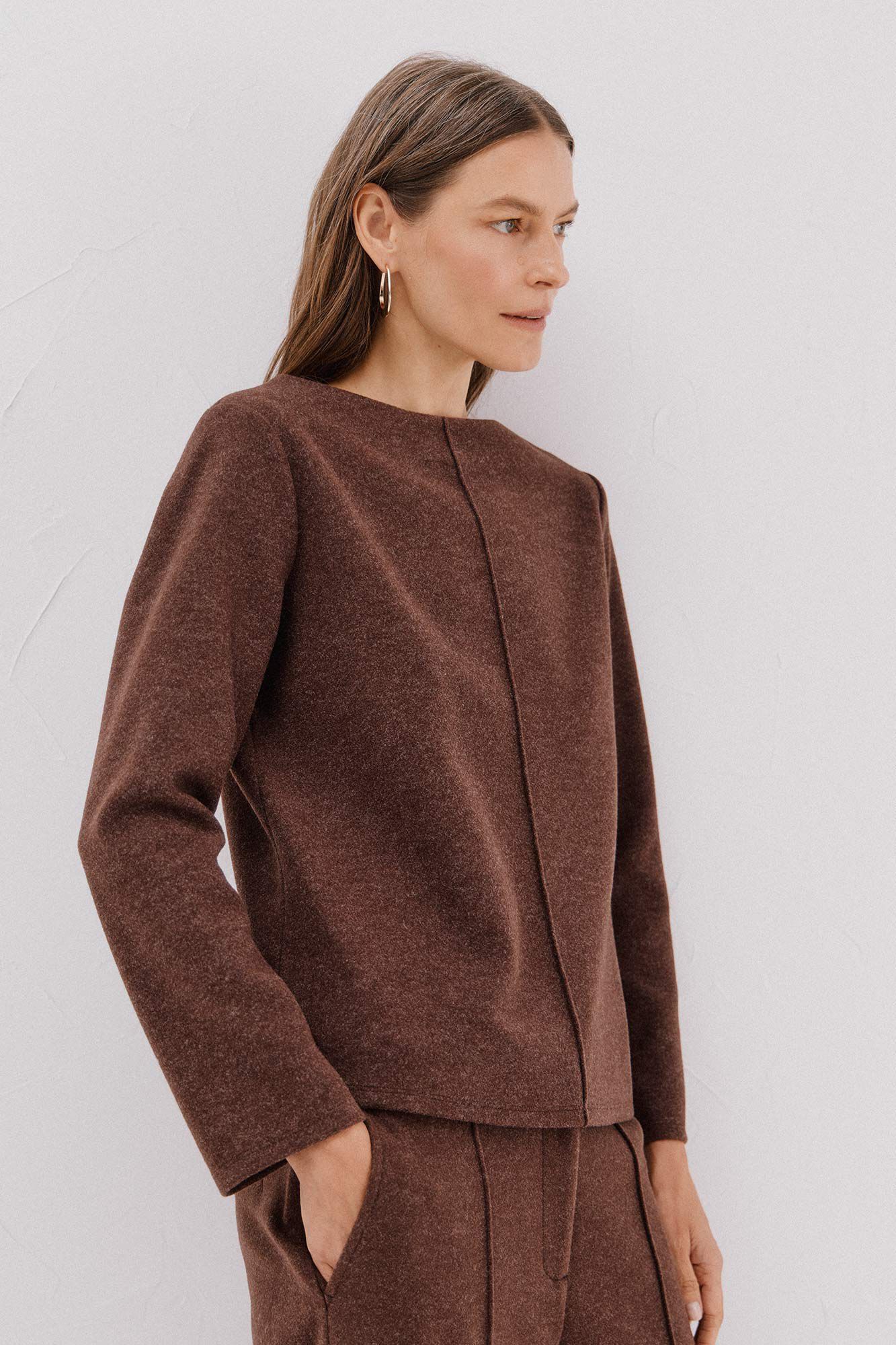 Cortefiel Top com decote chamin&eacute; Castanho