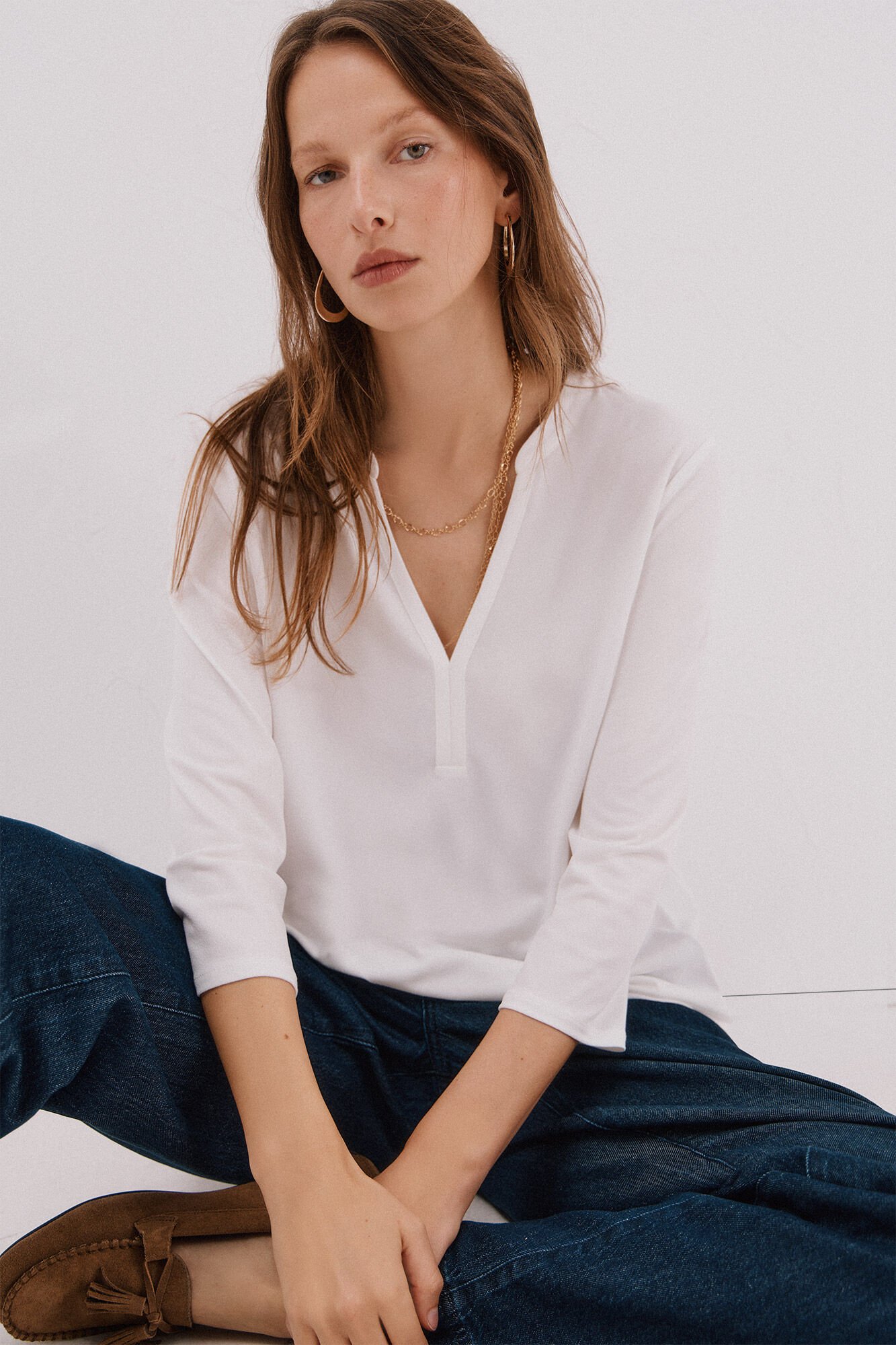 Cortefiel Basic top with mandarin collar