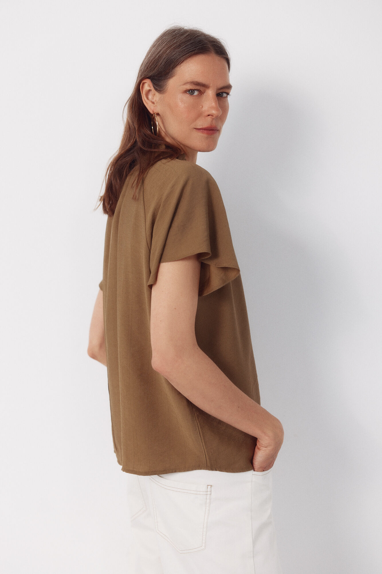 Cortefiel Raglan sleeve blouse Kaki