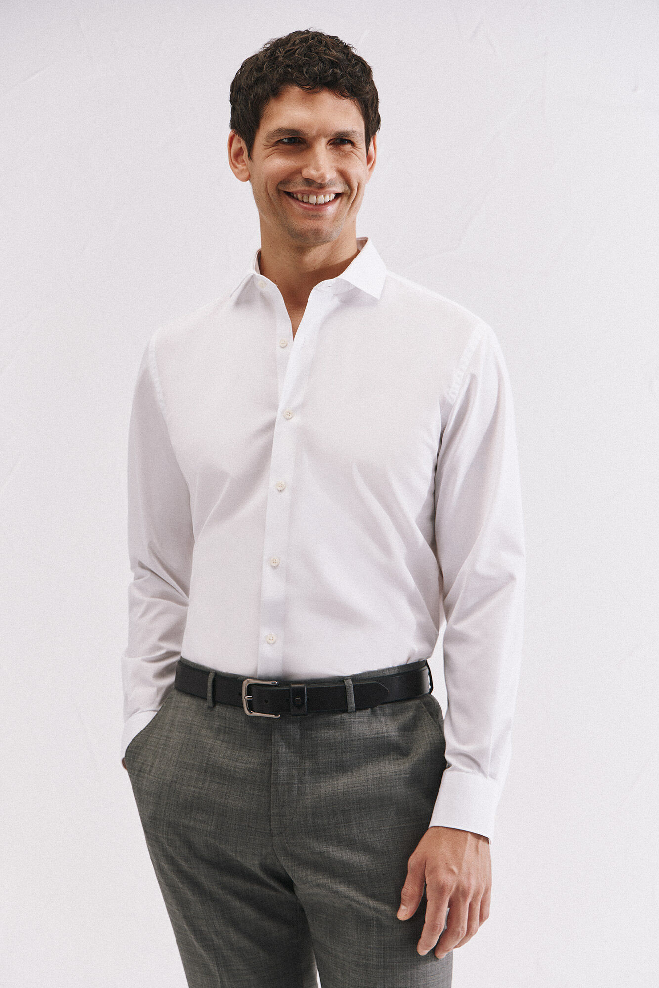 Cortefiel Slim fit easy-iron ottoman dress shirt