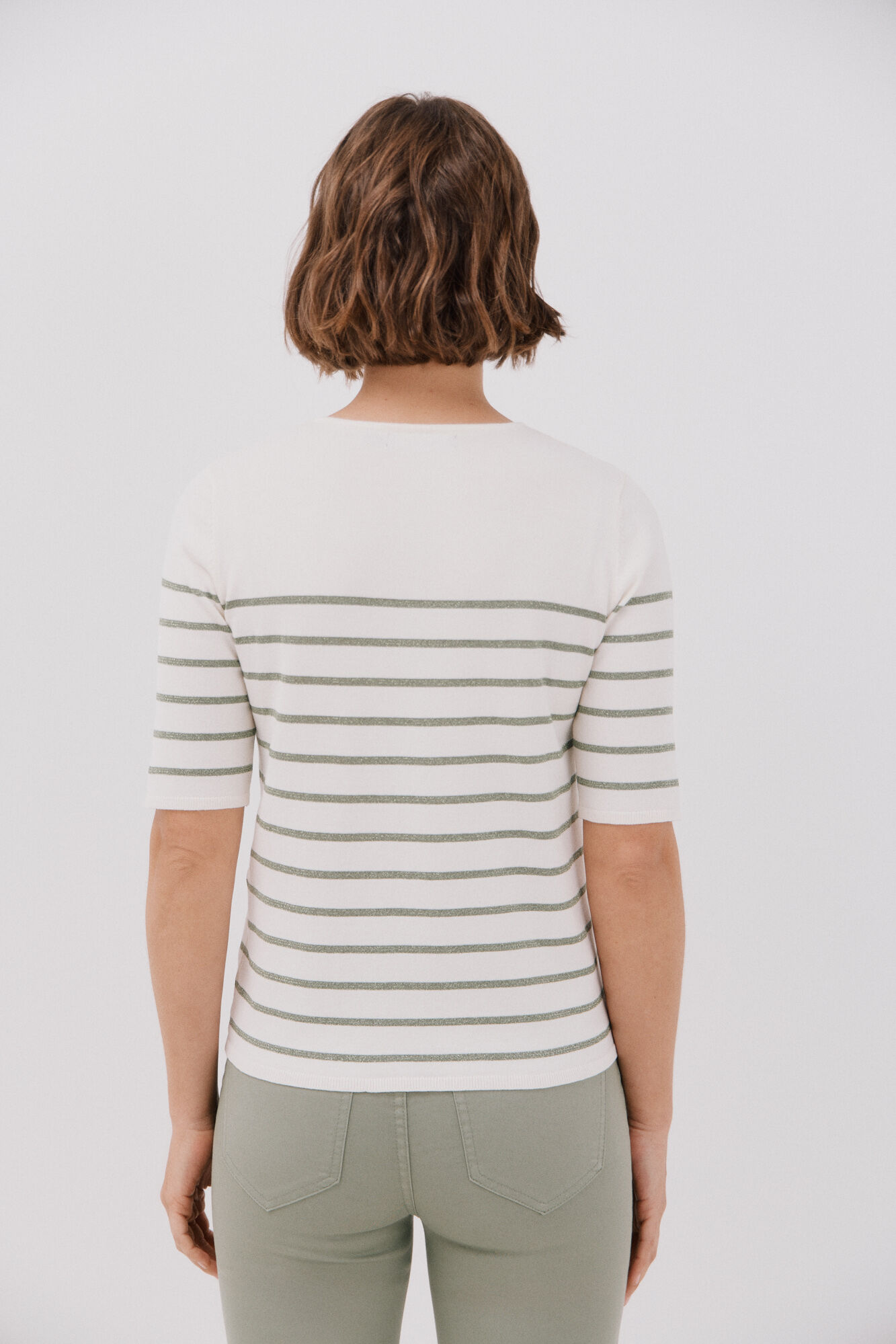 Cortefiel Short-sleeved jumper Kaki