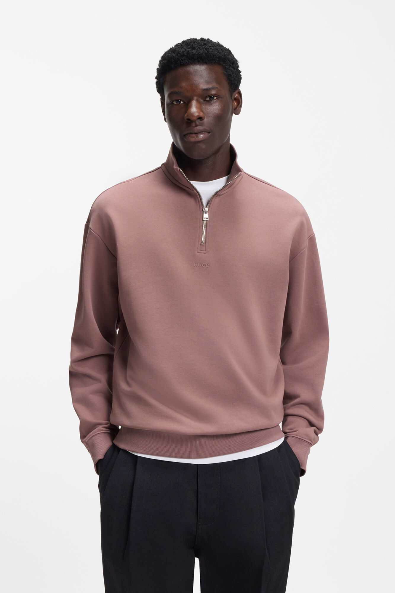 HUGO Sweatshirt com fecho-&eacute;clair