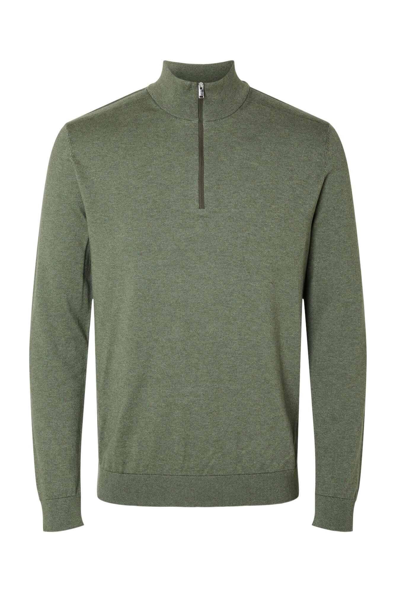 Selected 100% cotton stockings zip fastening jumper . Green