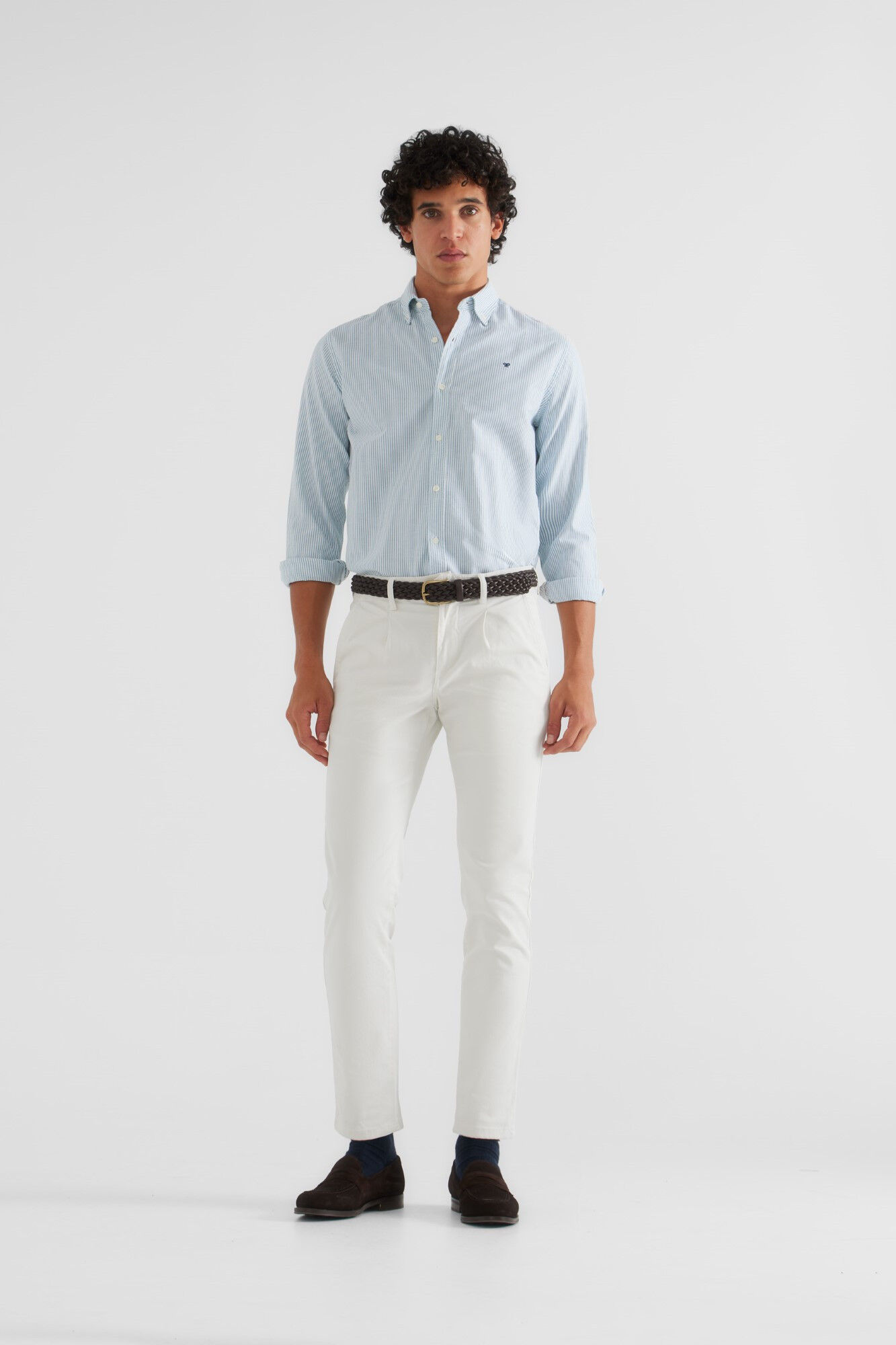 Silbon Camisa sport oxford riscas verde Verde