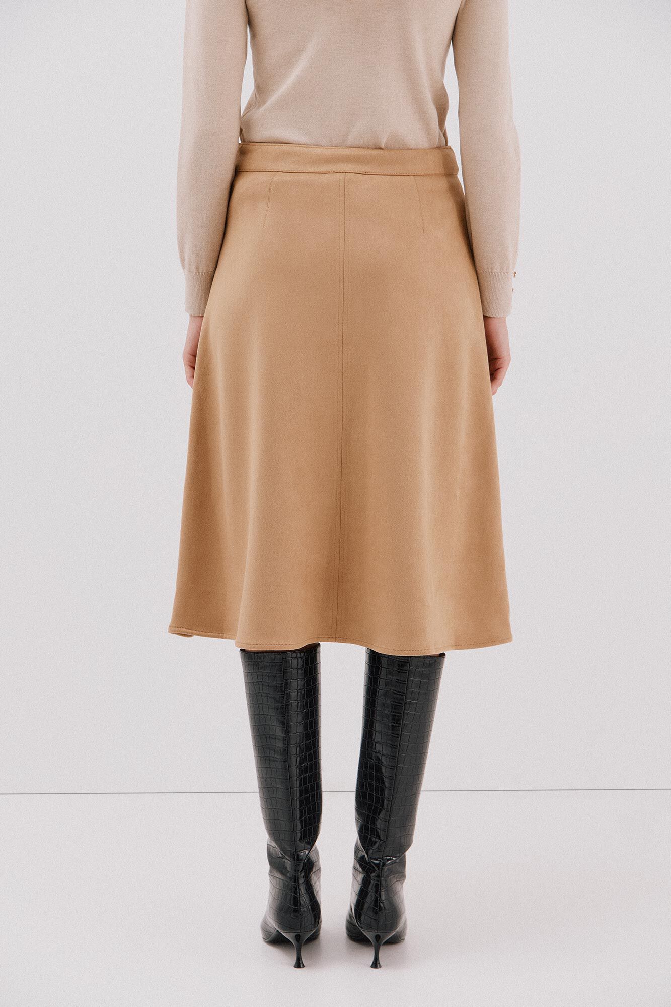 Cortefiel Suede cape skirt Beige