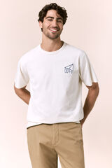 OOTO T-shirt avi&atilde;o pequeno Ecru