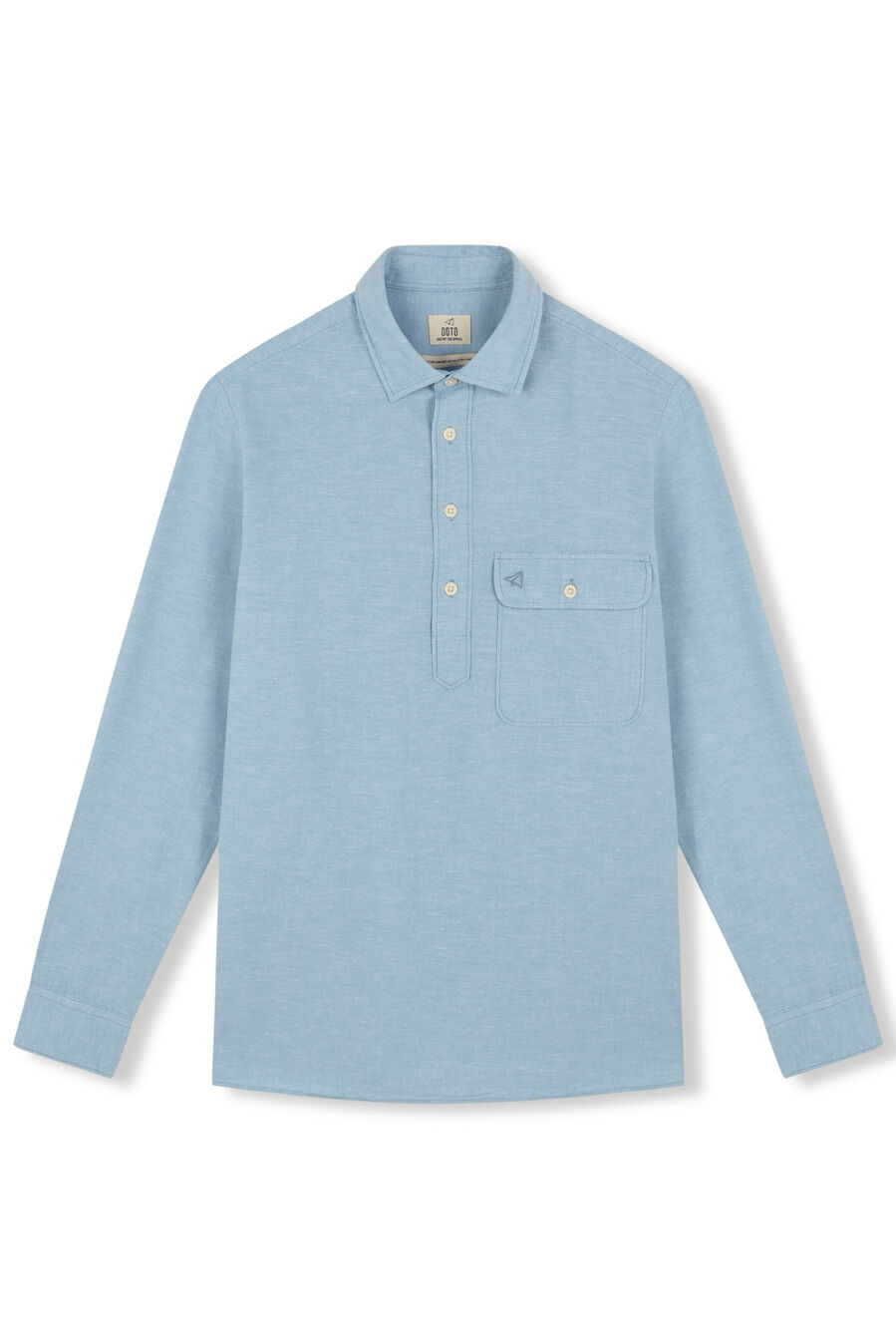 OOTO Camiseta de algod&atilde;o e linho Azul