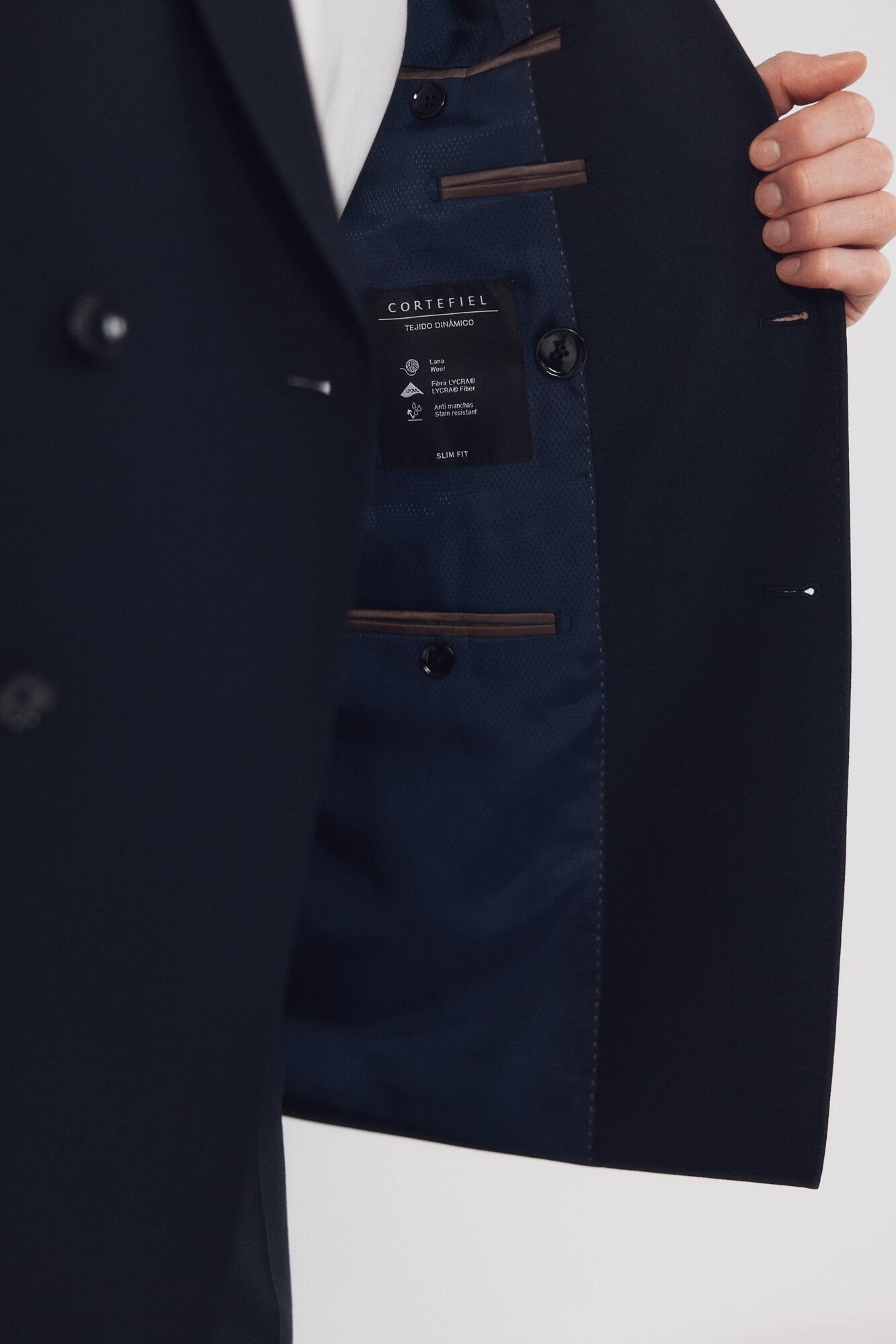 Cortefiel Blue dynamic structure double-breasted blazer Navy