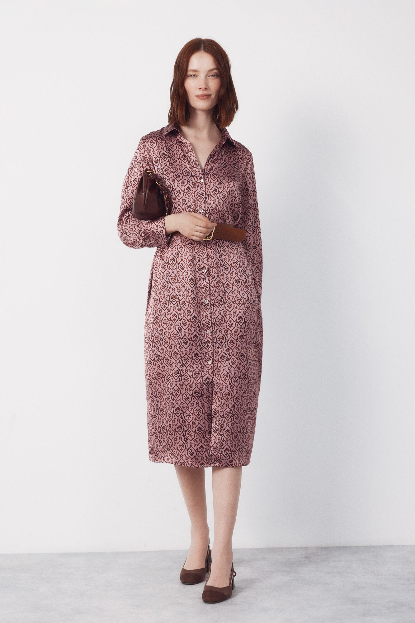 Cortefiel Satin shirt dress