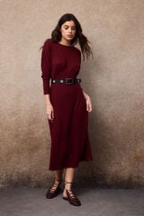 Slowlove Vestido estructura manga murci&eacute;lago Granate