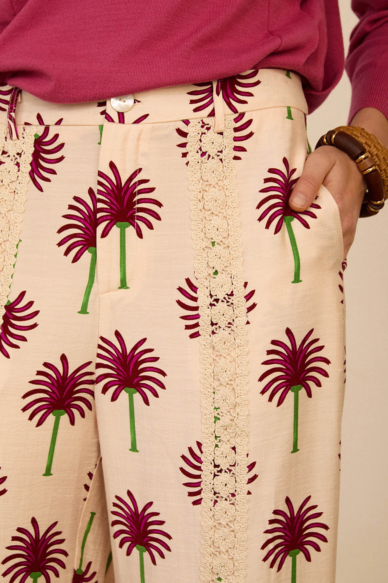 Meisie Printed cropped trousers Printed white